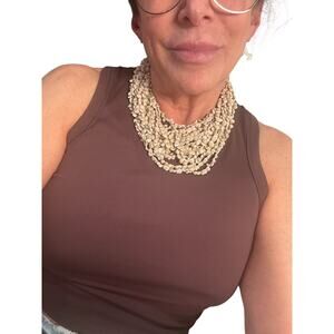 Layered Shell Necklace Multi Strand Natural Bead Boho Beach Statement Jewelry